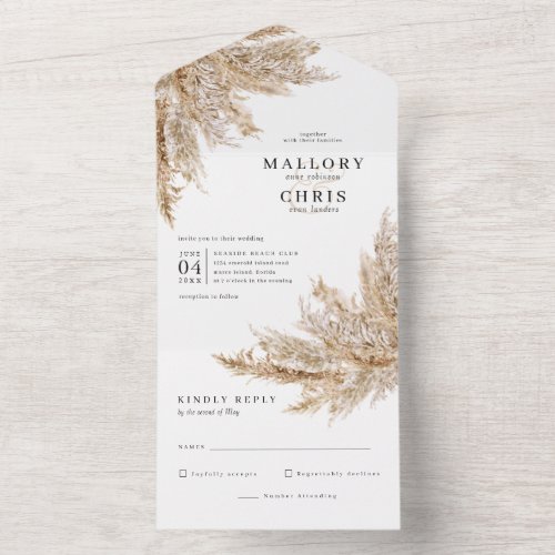 Dried Pampas Grass Wedding  All In One Invitation