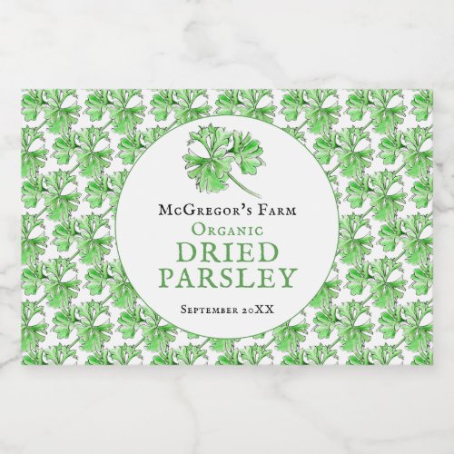 Dried parsley watercolor art custom herb jar label