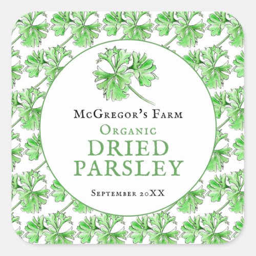 Dried parsley watercolor art custom jar food label