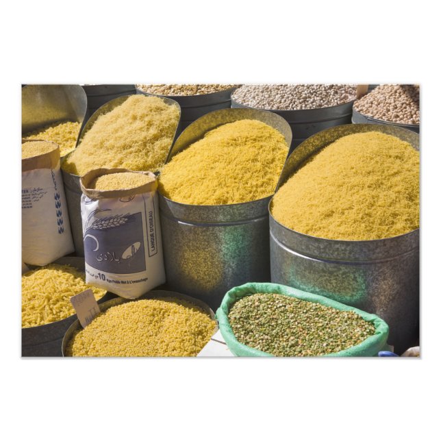 Dried pasta and beans for sale, Marrakech, 2 Photo Print (Front)