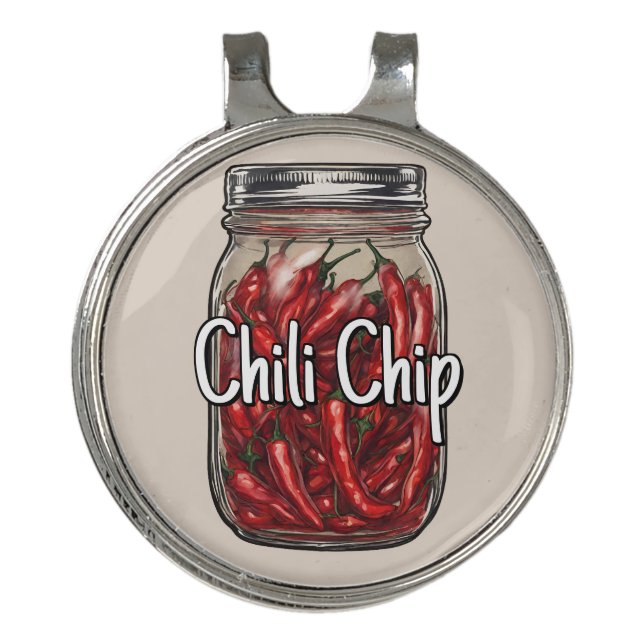 Dried Peppers Jar Golf Hat Clip (Front)