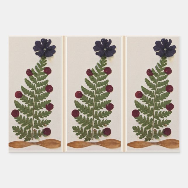 Dried press flower holiday wrapping paper design (Front 3)