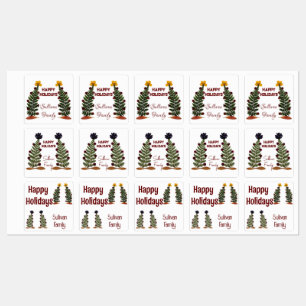 Dried press flowers Christmas Tree Kids' Labels