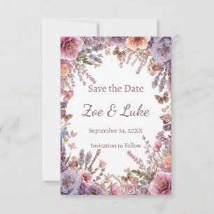Dried Pressed Pink Lavender Wildflower STD Save The Date