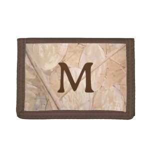 Dried Silver Dollar Photo Custom Single Initial Tri-fold Wallet