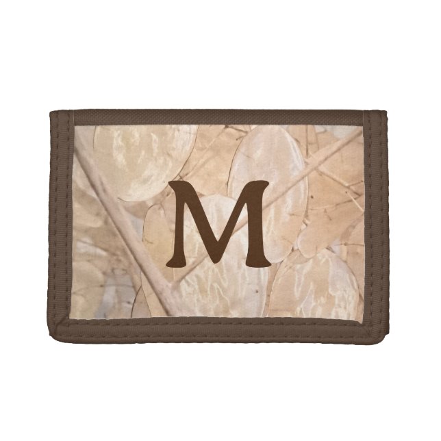 Dried Silver Dollar Photo Custom Single Initial Tri-fold Wallet (Front)