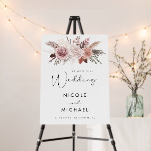 Dried Summer Floral Pampas Grass Wedding Welcome Foam Board
