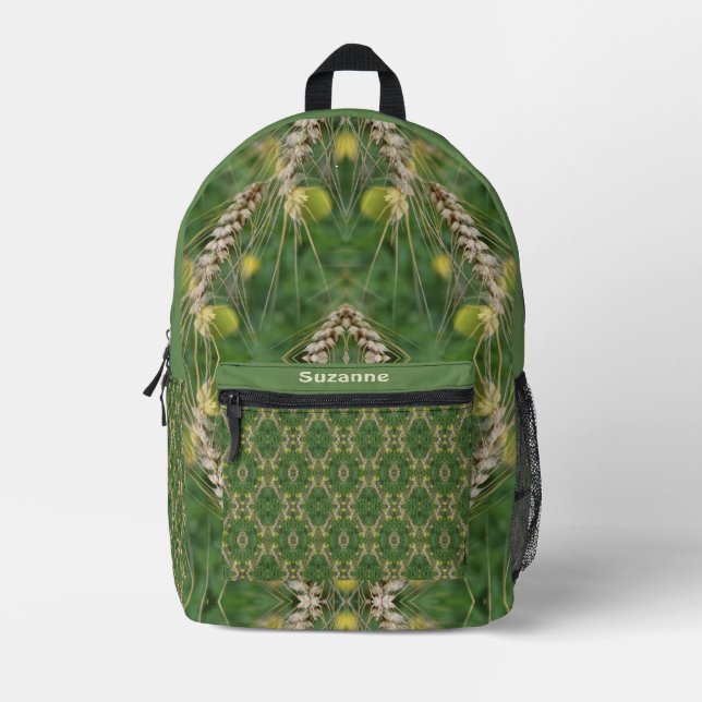 Dried Summer Grass Abstract Personalized Printed Backpack (Front)