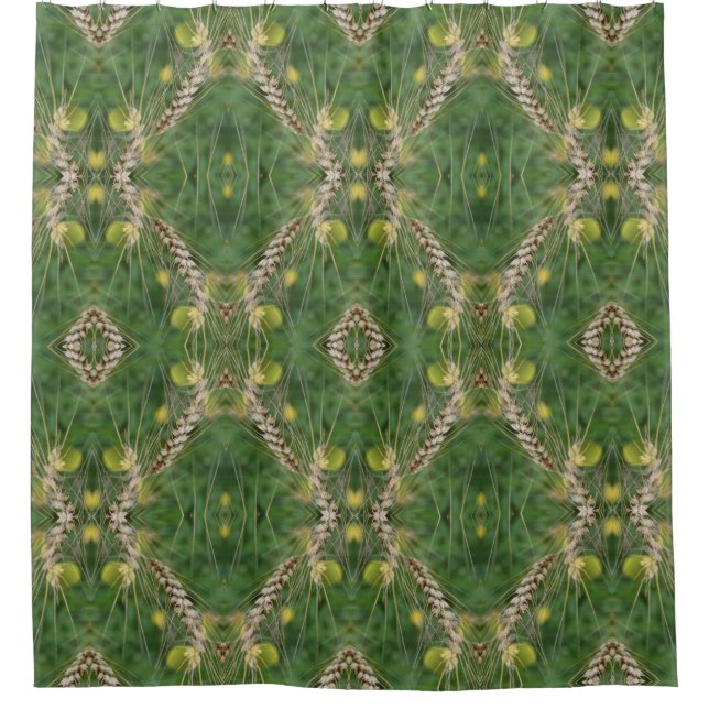 Dried Summer Grass Nature Art Pattern Shower Curtain (Front)