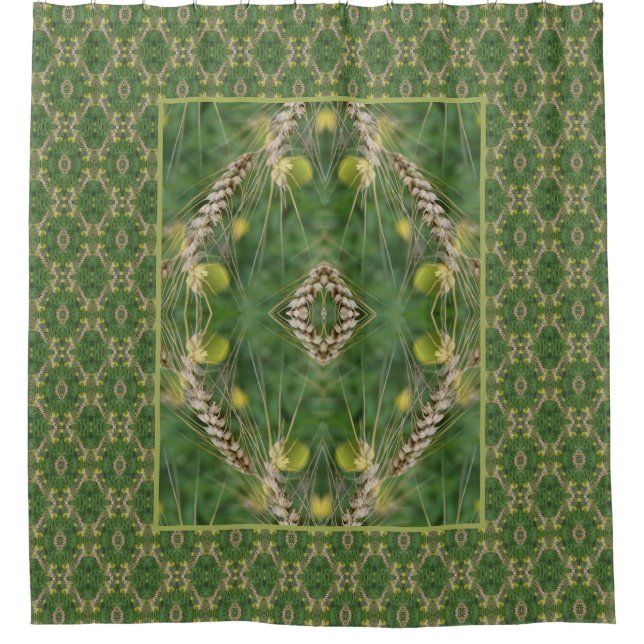 Dried Summer Grass Nature Art Pattern Shower Curtain (Front)