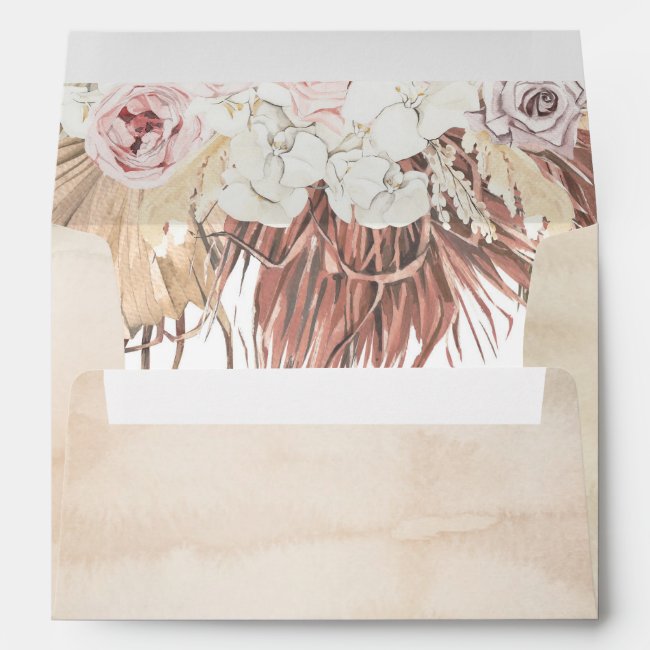 Dried Sun Palm Leaf Muted Florals Tropical Envelope