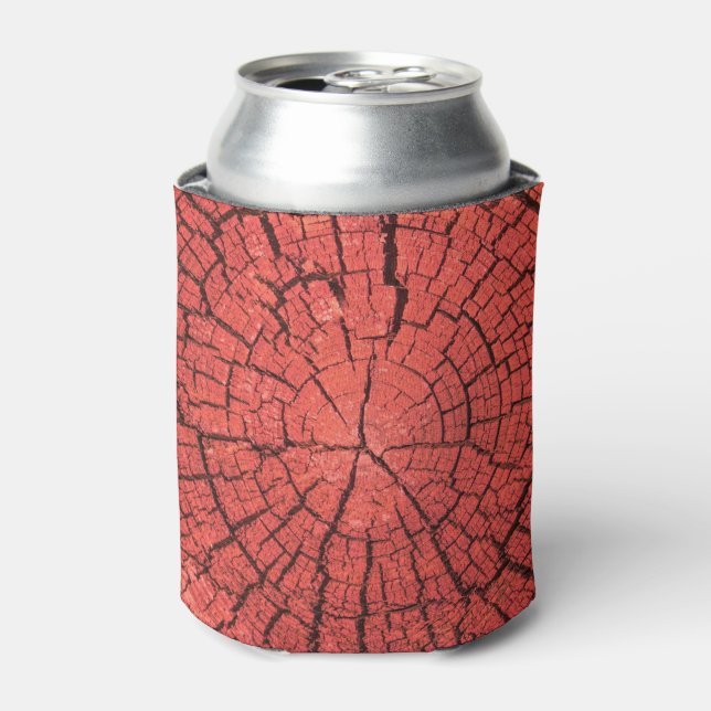 Dried Tree Log Cutaway Pinkish Red Wood Photo Can Cooler (Can Front)