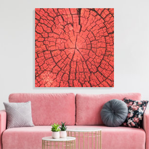 Dried Tree Log Cutaway Pinkish Red Wood Photo Canvas Print