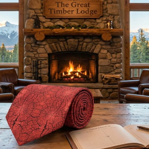 Dried Tree Log Cutaway Pinkish Red Wood Photo Neck Tie