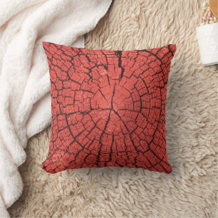 Dried Tree Log Cutaway Pinkish Red Wood Photo Throw Pillow