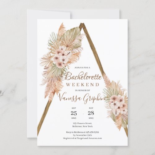 Dried Tropical Flowers Pampas Grass Bachelorette  Invitation