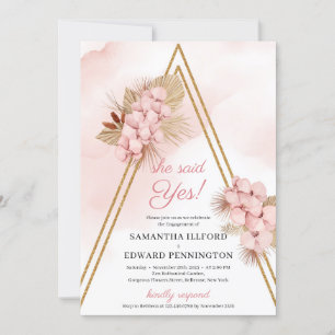 Dried Tropical Flowers She Said Yes Engagement Invitation