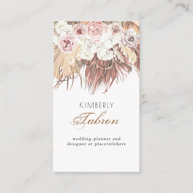 Dried Tropical Palm Leaves Foliage Elegant Modern Business Card (Front)