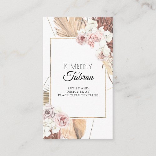 Dried Tropical Palm Leaves Foliage Elegant Modern Business Card