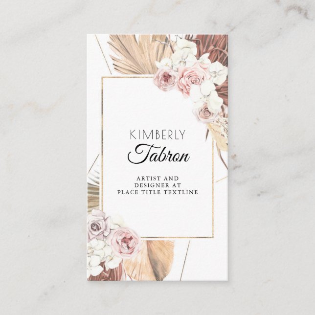 Dried Tropical Palm Leaves Foliage Elegant Modern Business Card (Front)