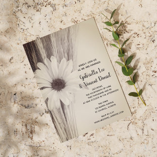 Dried Wheat and Daisy Country Farm Wedding  Invitation