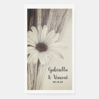 Dried Wheat and Daisy Country Farm Wedding Paper Guest Towels