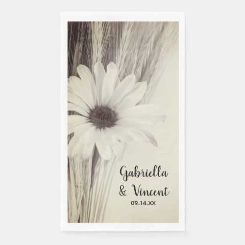 Dried Wheat and Daisy Country Farm Wedding Paper Guest Towels