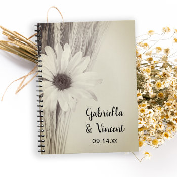 Dried Wheat And Daisy Farm Wedding Guest Book by loraseverson at Zazzle