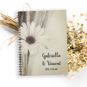 Dried Wheat and Daisy Farm Wedding Guest Book