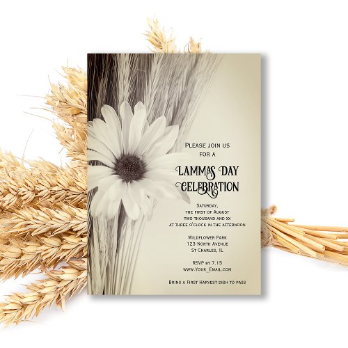 Dried Wheat and Daisy Lammas Day Celebration Invitation