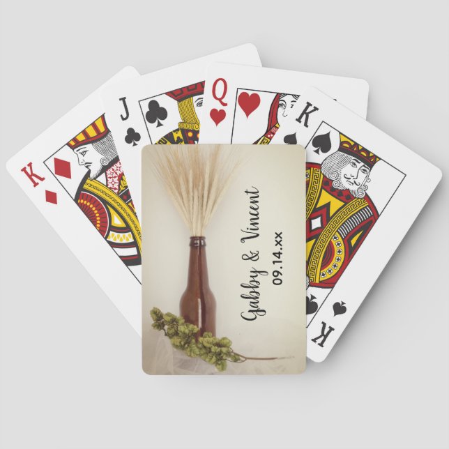 Dried Wheat and Hops Brewery Wedding Favor Poker Cards (Back)