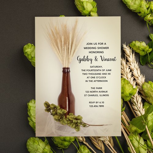 Dried Wheat and Hops Brewery Wedding Shower  Invitation