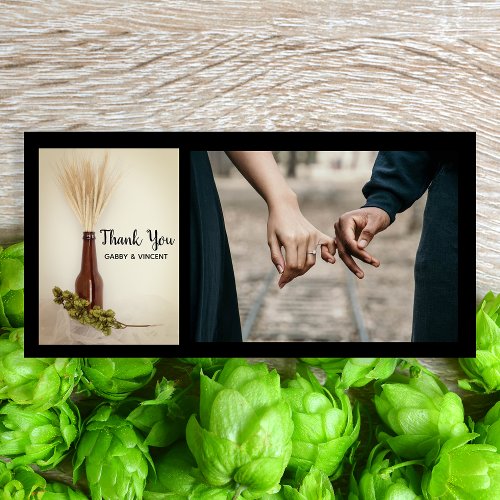 Dried Wheat and Hops Brewery Wedding Thank You
