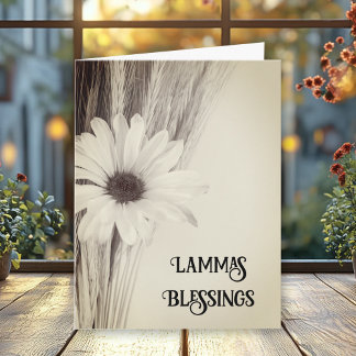 Dried Wheat Grains and Daisy Lammas Day Blessings Card