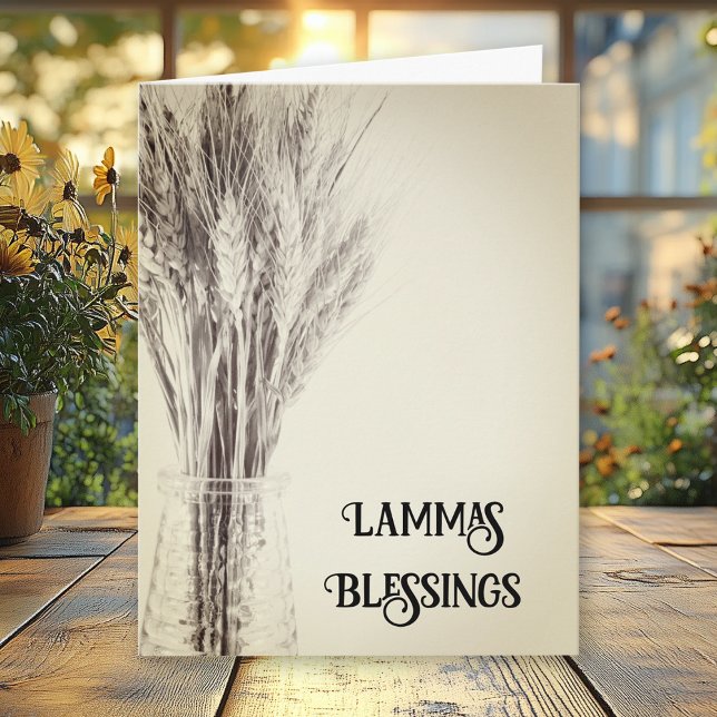 Dried Wheat Grains Lammas Day Blessings Card (Creator Uploaded)