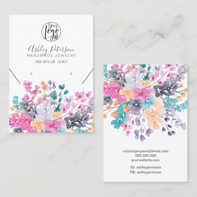 dried wild floral logo jewelry earring necklace business card (Front/Back)