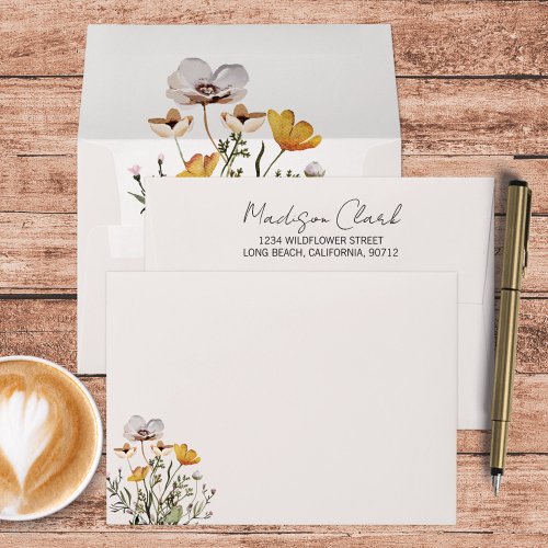 Dried Wildflower Bouquet Calligraphy Envelope