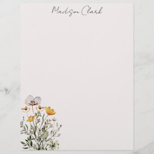 Dried Wildflower Bouquet Personalized Name Letterhead