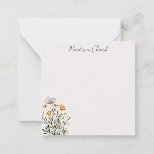 Dried Wildflower Bouquet Personalized Name Note Card