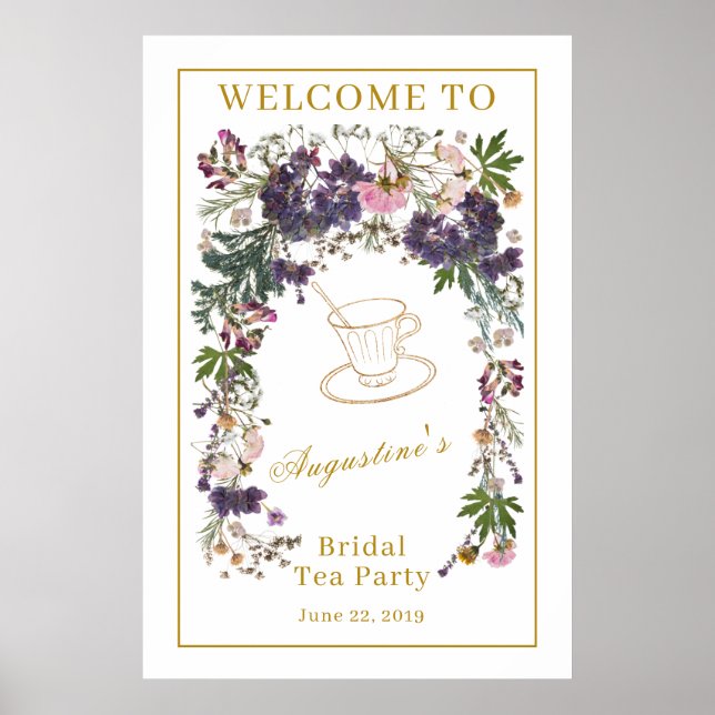 Dried Wildflower Bridal Tea Welcome Poster (Front)