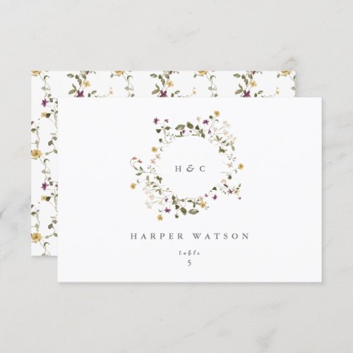 Dried Wildflower Pampas Floral Wedding Place Card