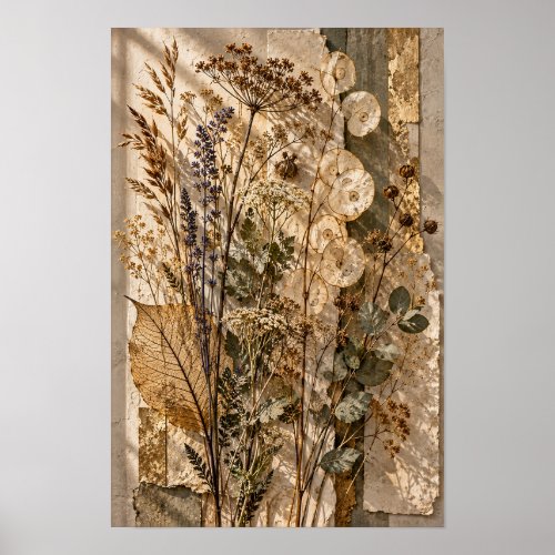 Dried Wildflowers and Translucent Seed Pods Botani Poster