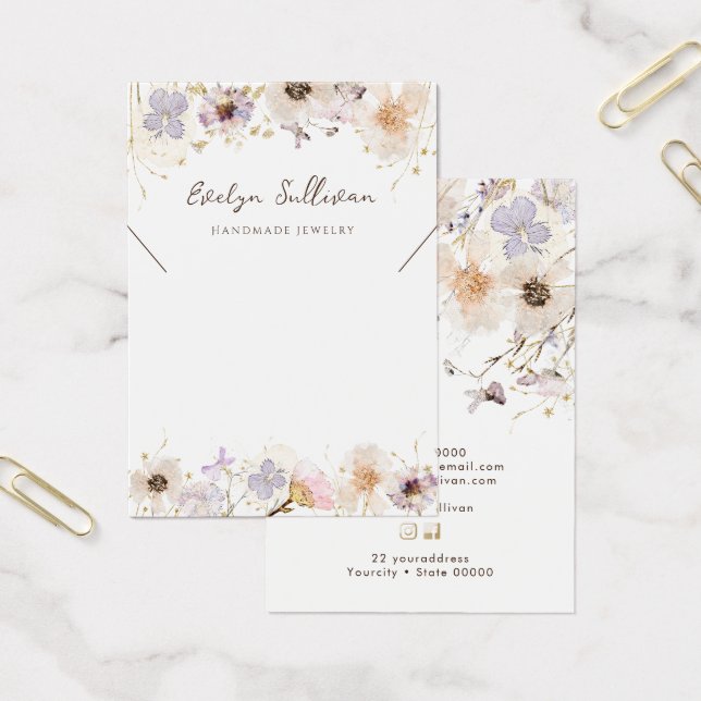 Dried wildflowers necklace display card (Office)