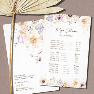 Dried wildflowers price list flyer