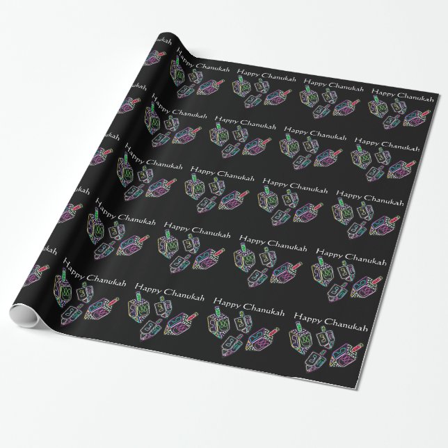 Driedels for Chanukah Wrapping Paper (Unrolled)