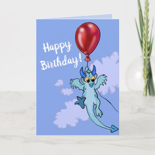 Drift Away Balloon Dragon Birthday Card