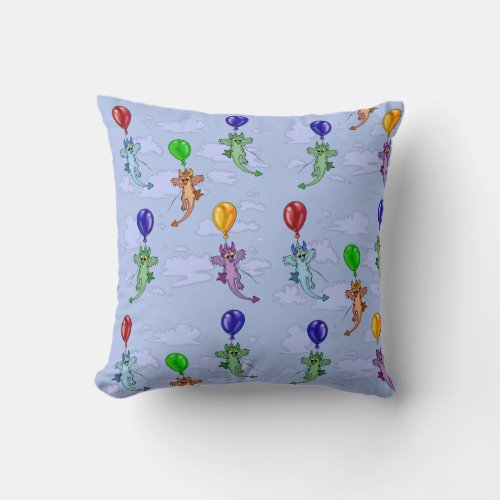 Drift Away Lil Balloon Dragon Throw Pillow