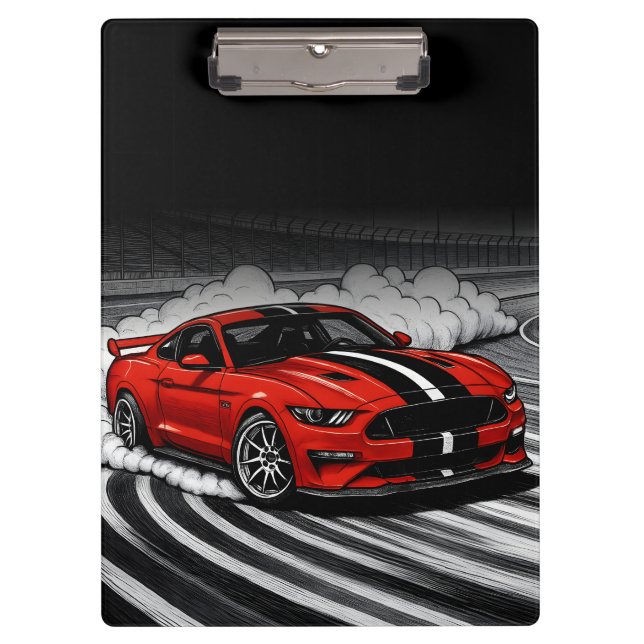 Drift Car Red Muscle Clipboard (Front)