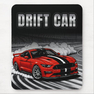 Drift Car Red Muscle Mouse Pad