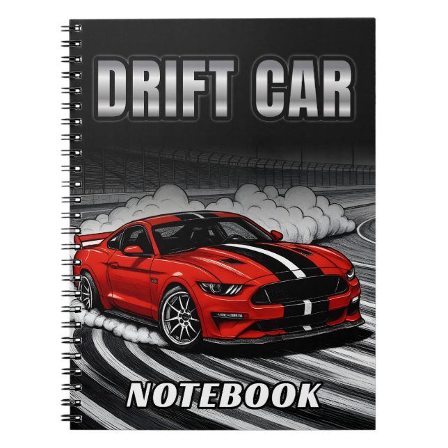 Drift Car Red Muscle Notebook (Front)